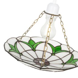 Rackhams Traditional Stained Glass Tiffany Pendant Light Shade with Emerald Green Leaves - thumbnail 4