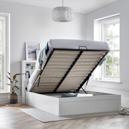Rackhams Arizona White Wooden Bookcase Ottoman Storage Bed - King Size - thumbnail 3