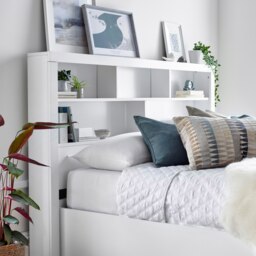 Rackhams Arizona White Wooden Bookcase Ottoman Storage Bed - King Size - thumbnail 5