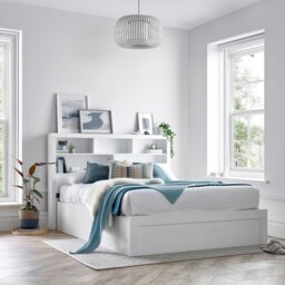 Rackhams Arizona White Wooden Bookcase Ottoman Storage Bed - King Size - thumbnail 2