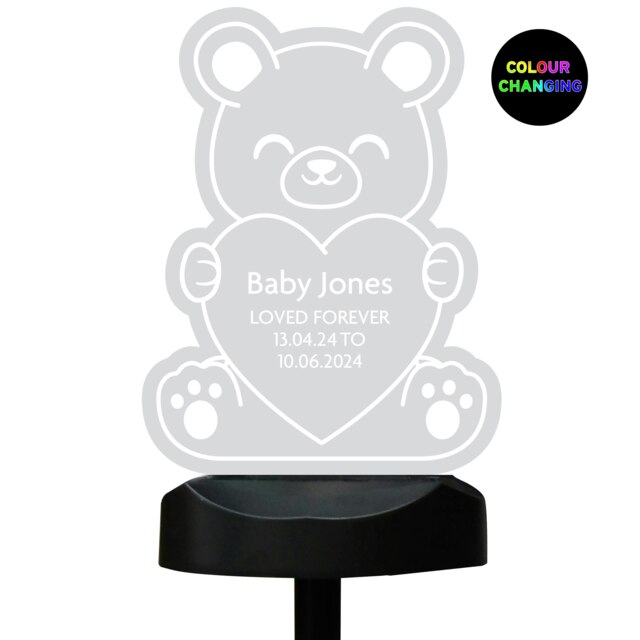 Rackhams Personalised Bear Memorial Outdoor Solar Light - image 1