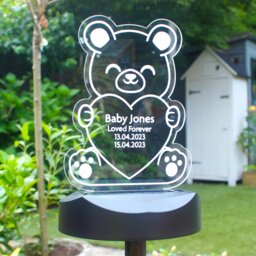 Rackhams Personalised Bear Memorial Outdoor Solar Light - thumbnail 2