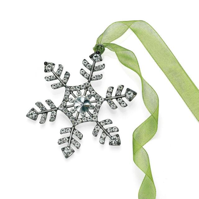 Rackhams Crystal Snowflake Christmas Decoration, Antique Silver-Tone, Large