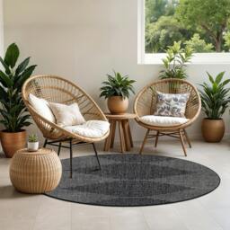 Rackhams Eagean-Global Black Grey Cream Charcoal In- & Outdoor Rug - 200 x 275 cm - thumbnail 5