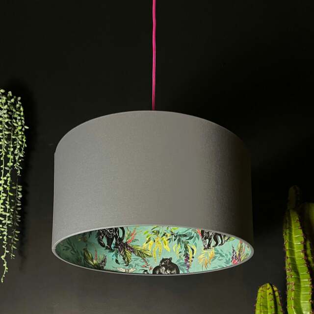 "Rackhams Lithium Deadly Night Shade Silhouette Lampshade in Slate - Table / Floor Lamp - 70cm diameter x 25cm Height (27"" x 10"")" - image 1