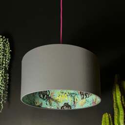 "Rackhams Lithium Deadly Night Shade Silhouette Lampshade in Slate - Table / Floor Lamp - 70cm diameter x 25cm Height (27"" x 10"")" - thumbnail 1