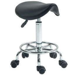 Rackhams Salon Saddle Stool, Rolling Saddle Chair for Massage, Spa, Clinic, Beauty, Hairdressing and Tattoo, Black - thumbnail 1