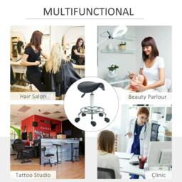 Rackhams Salon Saddle Stool, Rolling Saddle Chair for Massage, Spa, Clinic, Beauty, Hairdressing and Tattoo, Black - thumbnail 6