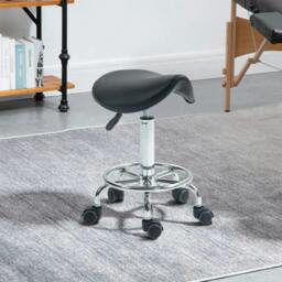 Rackhams Salon Saddle Stool, Rolling Saddle Chair for Massage, Spa, Clinic, Beauty, Hairdressing and Tattoo, Black - thumbnail 2