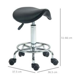 Rackhams Salon Saddle Stool, Rolling Saddle Chair for Massage, Spa, Clinic, Beauty, Hairdressing and Tattoo, Black - thumbnail 3