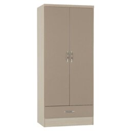 Rackhams Nevada 2 Door 1 Drawer Wardrobe - Grey Gloss and Light Oak - thumbnail 6