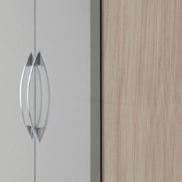 Rackhams Nevada 2 Door 1 Drawer Wardrobe - Grey Gloss and Light Oak - thumbnail 4