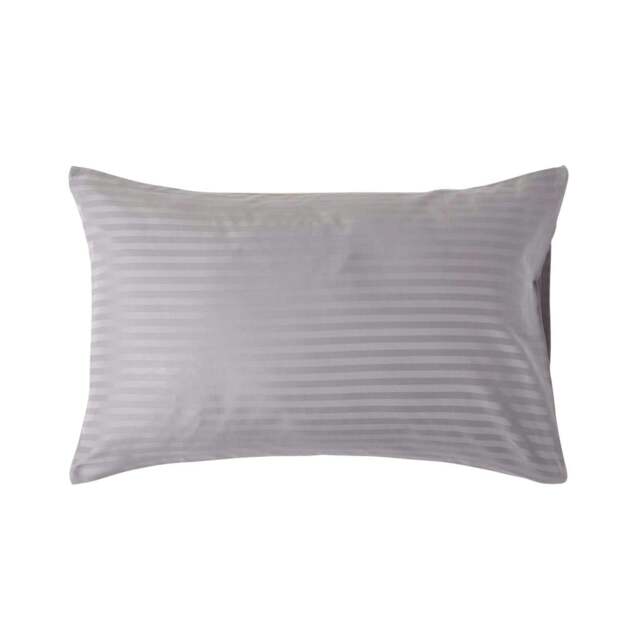 Rackhams Silky 330 TC Egyptian Cotton Satin Stripe Housewife Pillowcase, Standard Size - Grey - image 1