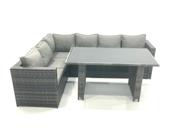 Rackhams Lounge Rattan Corner Sofa Set Outdoor Garden Furniture Rectangular Dining Table Chair Set - image 1