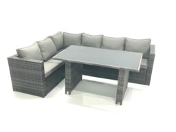 Rackhams Lounge Rattan Corner Sofa Set Outdoor Garden Furniture Rectangular Dining Table Chair Set - thumbnail 2