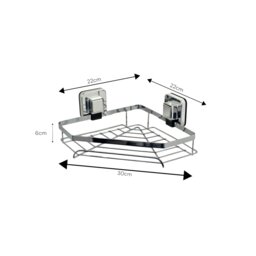 Rackhams Pushloc Stainless Steel Suction Wall Mounted Corner Basket - thumbnail 5