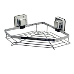 Rackhams Pushloc Stainless Steel Suction Wall Mounted Corner Basket - thumbnail 6