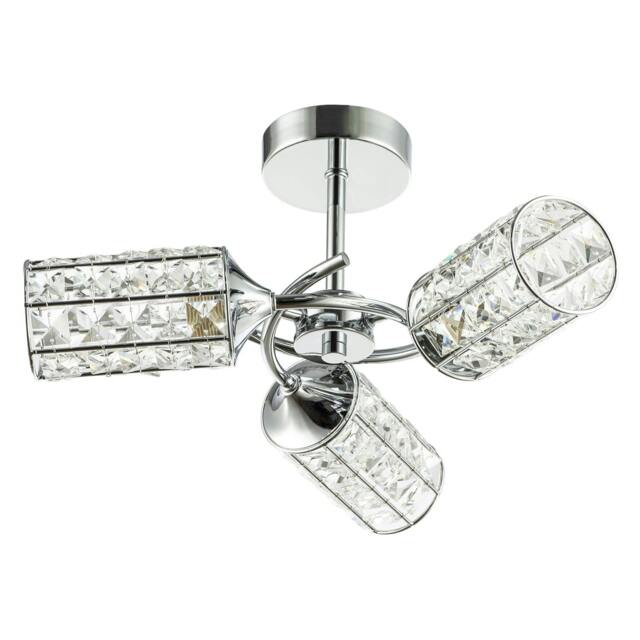 Rackhams Modern Chrome Ceiling Light with Cylindrical Acrylic Beaded Shades - image 1