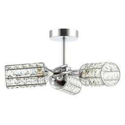 Rackhams Modern Chrome Ceiling Light with Cylindrical Acrylic Beaded Shades - thumbnail 5