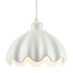 Rackhams Opal White Gloss Ceramic Pendant Light Shade with Rippled Scallop Edge - thumbnail 2