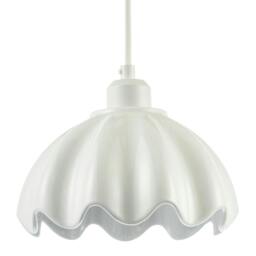 Rackhams Opal White Gloss Ceramic Pendant Light Shade with Rippled Scallop Edge - thumbnail 1