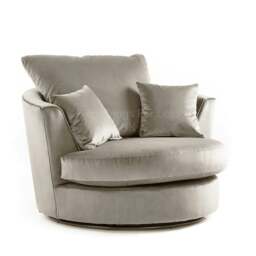 Rackhams Brooklyn Plush Velvet Swivel Chair - Blue - thumbnail 3