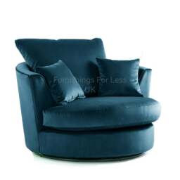 Rackhams Brooklyn Plush Velvet Swivel Chair - Blue - thumbnail 5