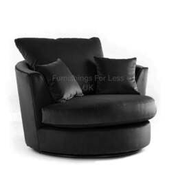Rackhams Brooklyn Plush Velvet Swivel Chair - Blue - thumbnail 4