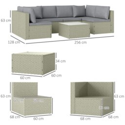 Rackhams 7 Pieces Rattan Garden Furniture Set with Cushions, Brown - thumbnail 5