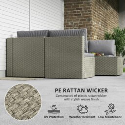 Rackhams 7 Pieces Rattan Garden Furniture Set with Cushions, Brown - thumbnail 4