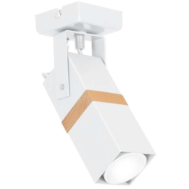 Rackhams Vidar Hand Made Spot Lamp Black With Natural Wood Cuboid - image 1