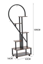 Rackhams 2Pcs Half-Heart-Shaped Tiered Plant Stand Metal Flower Stand Holder Rack Book Shelf - Dark Brown - thumbnail 6