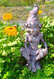 Rackhams Pixie on a Stone Sculpture Garden Ornament - Sculpture - Resin - Large - thumbnail 1