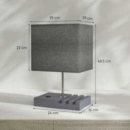 Rackhams Table Lamp with 3 Slots, Bedside Lamp with Solid Wood Base - White - thumbnail 6
