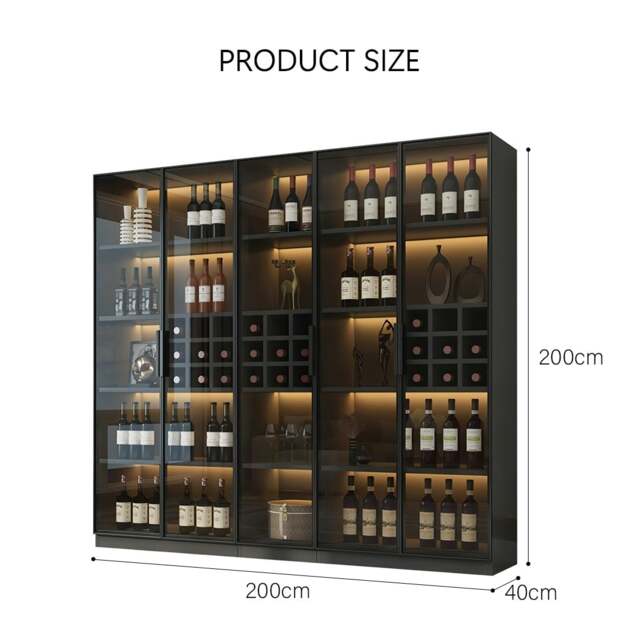 Rackhams Hampshire I Wine Cabinet, Wine Storage With Glass Doors & Lights - 200cm - image 1