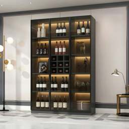Rackhams Hampshire I Wine Cabinet, Wine Storage With Glass Doors & Lights - 200cm - thumbnail 2