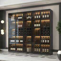 Rackhams Hampshire I Wine Cabinet, Wine Storage With Glass Doors & Lights - 200cm - thumbnail 6