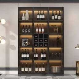 Rackhams Hampshire I Wine Cabinet, Wine Storage With Glass Doors & Lights - 200cm - thumbnail 5