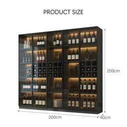 Rackhams Hampshire I Wine Cabinet, Wine Storage With Glass Doors & Lights - 200cm