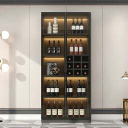 Rackhams Hampshire I Wine Cabinet, Wine Storage With Glass Doors & Lights - 200cm - thumbnail 4