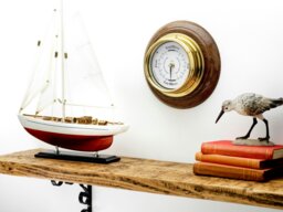 Rackhams Handmade Solid Brass Tide Clock Mounted on an English Dark Oak Mount