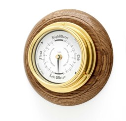 Rackhams Handmade Solid Brass Tide Clock Mounted on an English Dark Oak Mount - thumbnail 2