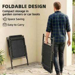 Rackhams Folding Garden Chairs, Outdoor Chairs Set - Light Grey - 4 - thumbnail 5