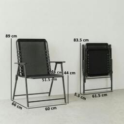 Rackhams Folding Garden Chairs, Outdoor Chairs Set - Light Grey - 4 - thumbnail 4