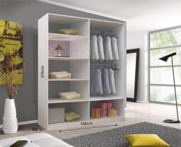 Rackhams Modern Bedroom Sliding Wardrobe, Ample Storage Space and Sleek Design comes in White/Grey/Black and Width 150cm/180cm/203cm - 180 cm - Grey - thumbnail 4