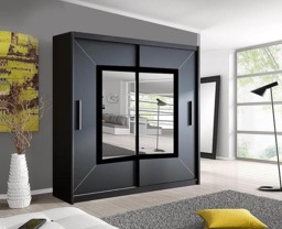 Rackhams Modern Bedroom Sliding Wardrobe, Ample Storage Space and Sleek Design comes in White/Grey/Black and Width 150cm/180cm/203cm - 180 cm - Grey - thumbnail 6