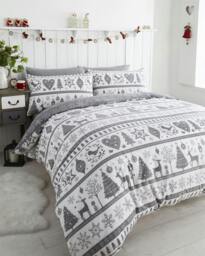 Rackhams Noel Duvet Cover Set - Grey - Single - thumbnail 1