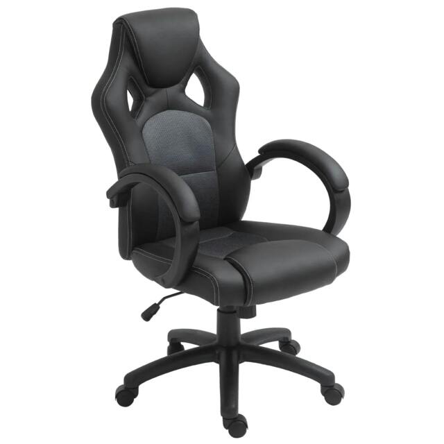 Rackhams Office Chair Faux Leather Swivel Computer Desk Chair for Home Office with Wheels Armrests Black - image 1
