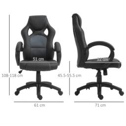 Rackhams Office Chair Faux Leather Swivel Computer Desk Chair for Home Office with Wheels Armrests Black - thumbnail 3