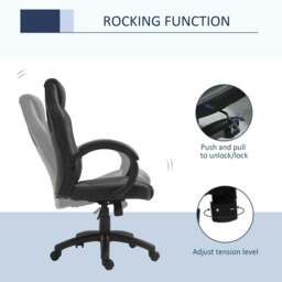 Rackhams Office Chair Faux Leather Swivel Computer Desk Chair for Home Office with Wheels Armrests Black - thumbnail 5